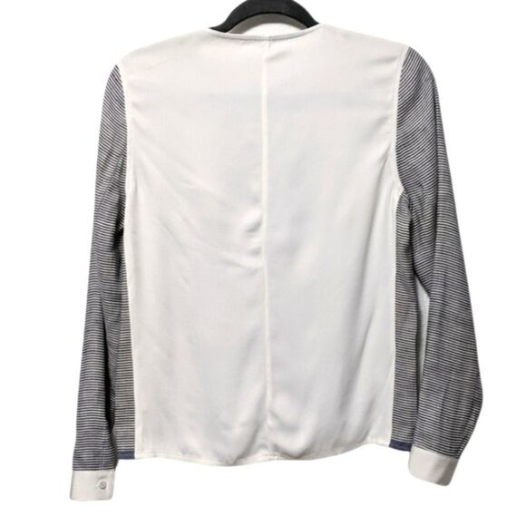 J BRAND Linen Striped Contrast Back Button Top S - Picture 6 of 8